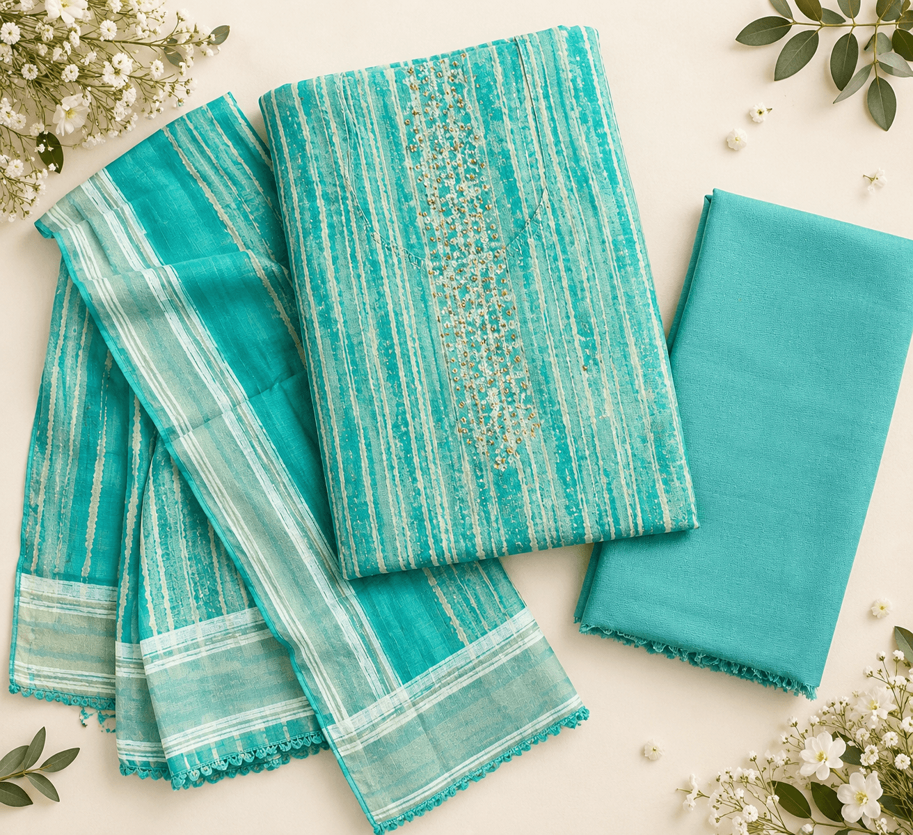 Aqua teal Cotton blend