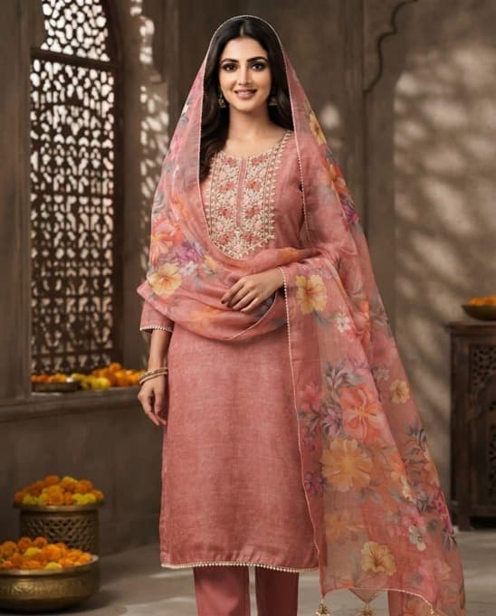 Dusty peach cotton blend