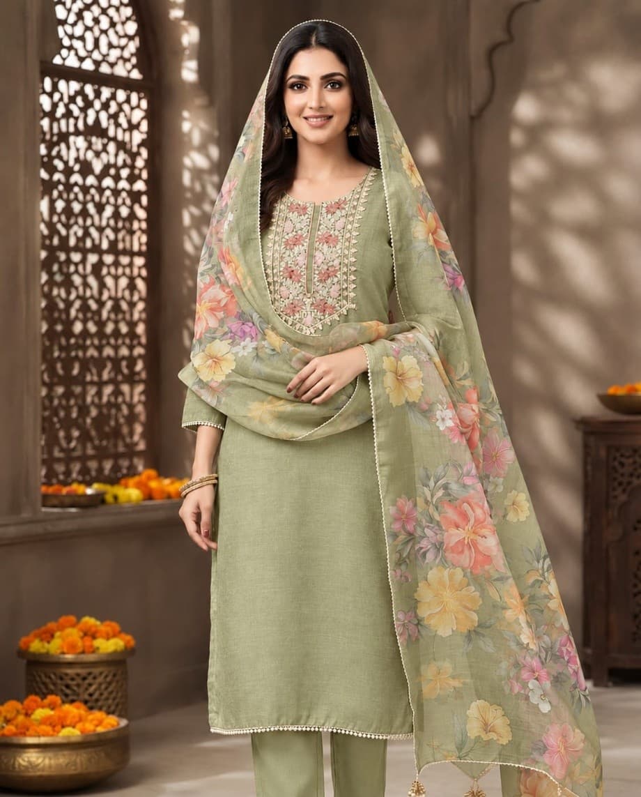 Pistachio green cotton blend