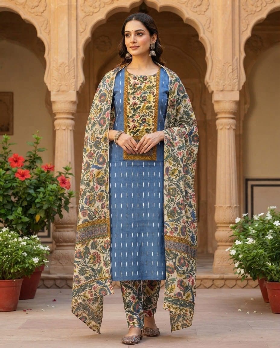 Slate blue pure cotton