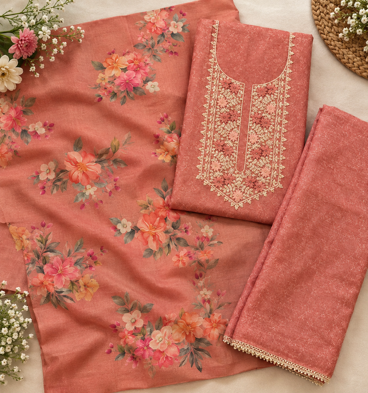 Dusty peach cotton blend