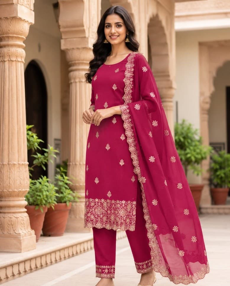 Magenta pink crunchy silk