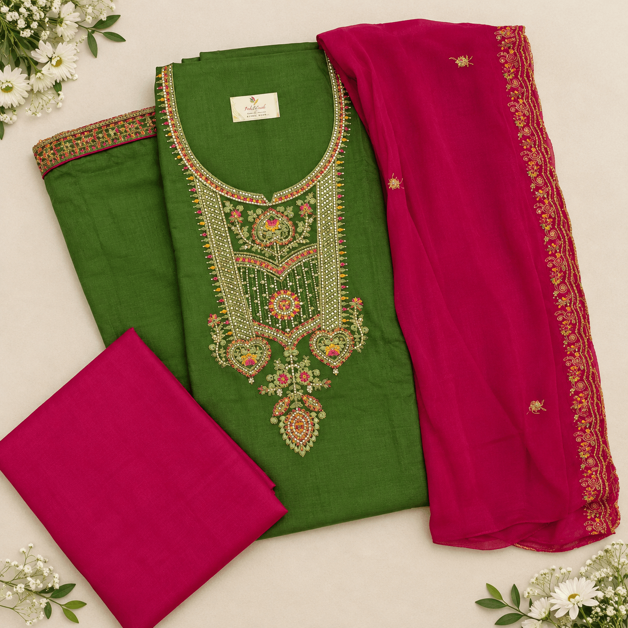 Moss green silk blend
