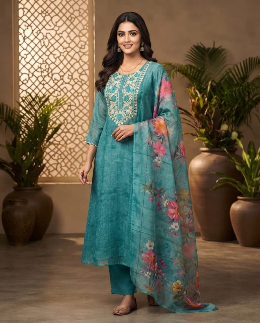 Sea green cotton blend